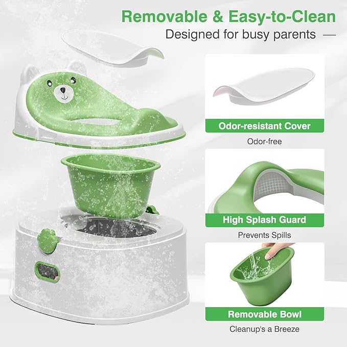 3-in-1 Toddler Potty Training Toilet for Boys & Girls - Convertible Potty Chair with Step Stool for Toddlers 1-3, Anti-Slip Design Toddler Toilet Seat - Removable & Easy to Clean