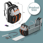 Diaper Bag Backpack with Changing Station, Large Diaper Bag, Baby Bag, Multifunctional Diaper Bag, GreyBlack