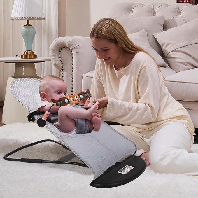 Baby Bouncer Toy Bar Compatible with Baby Bjorn Bouncer Toy Bar for Baby Bouncer, Durable Wooden Bouncer Attachment, Rotatable Infant Sensory Toy