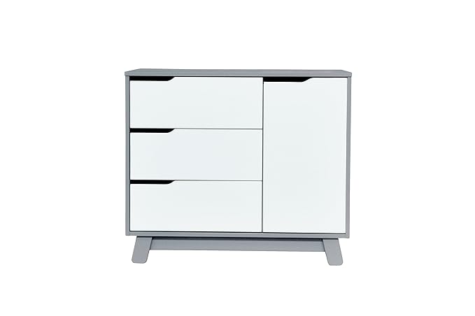 Babyletto Hudson 3-Drawer Changer Dresser with Removable Changing Tray in Grey and White, Greenguard Gold Certified