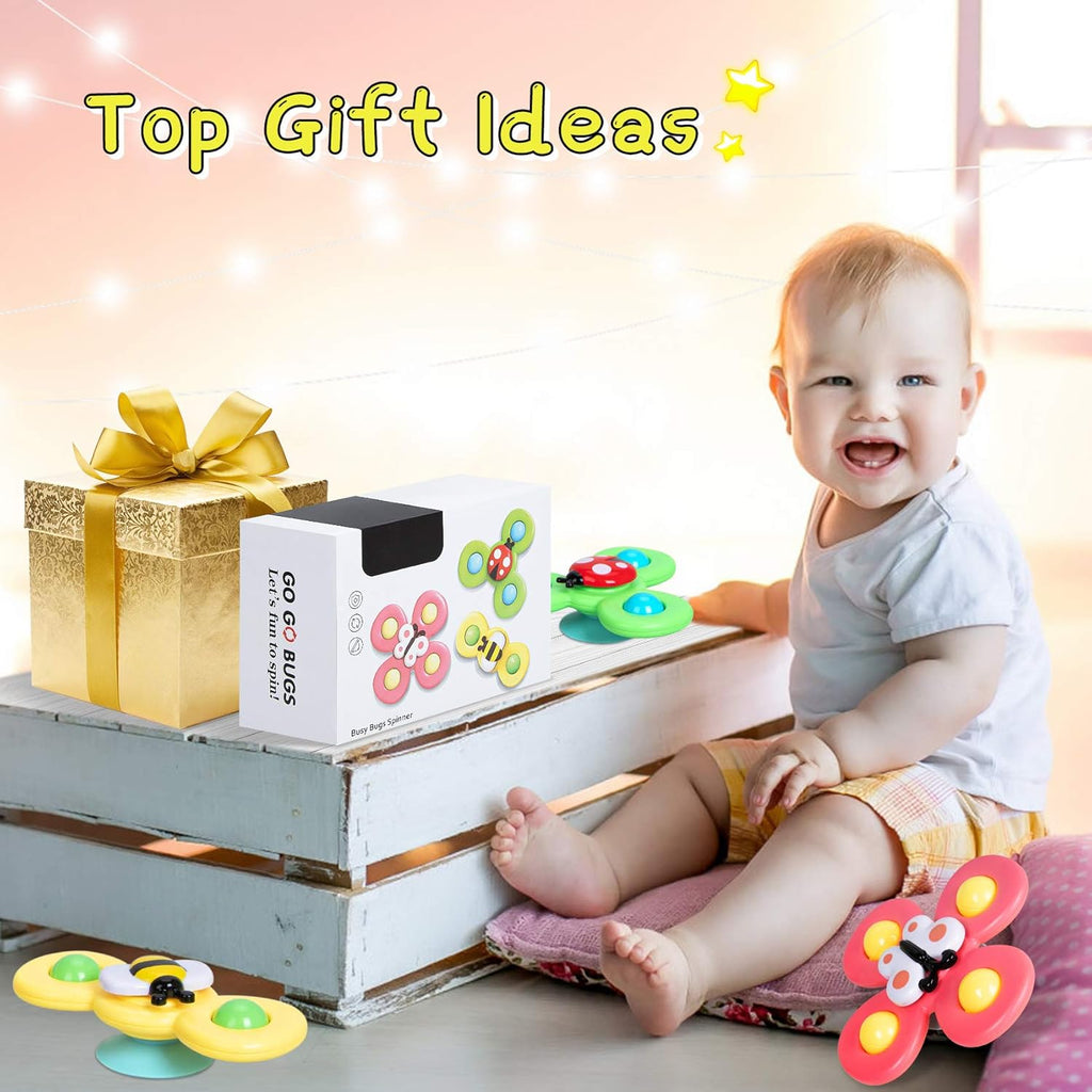 Airplane Travel Toys for Toddlers 1-3: Suction Cup Spinner Toys for 1 Year Old Boy Girl Birthday Gift - Sensory Spinning Baby Bath Toys 6-12-18 Months