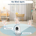 JUAN Baby Monitor with Camera and Audio, 5" LCD Screen, No WiFi 100% Private, 3500mAh Long Battery, 1000ft Range Connection, Remote Pan-Tilt-Zoom, Crystal Night Vision, 2-Way Talk for Newborn Infant