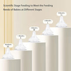 Natural Glass Baby Bottle for Breastfeeding Babies, 3oz Newborn Anti-Colic Baby Bottle with Slow Flow Nipples (SS), Clear, Wide Neck, 4 Pack, 0 Months+