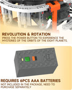 Solar System Building Set with Light, Rotatable STEM Educational Toys with 8 Planets, Electric Manual Mode Spinning Space Toys for Astronomy Learning, Gift for Boys Girls Age 6-12(1282pcs)