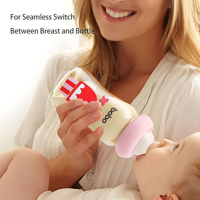 YOHKOH PPSU Baby Bottle Wide Neck, Newborn Anti-Colic Baby Bottle with Natural Response Nipple, Streamlined Body, Easy to Clean (8.8oz (Pack of 4), Red)