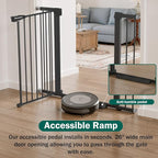 Baby Gate for Stairs, 26-40" Auto Close Dog Gate for Doorways, Pressure Mounted Child Gate with Walk Thru Door, Easy Install Safety Gate for Children and Pets, Black