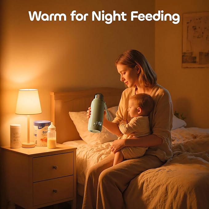 QIBOX Portable Bottle Warmer for Travel - 3Min Fast Heating of Breast Milk and Formula, 36W Fast Charge, 17 Ounces Large Capacity, Baby Bottle Warmer On The Go for Outdoor Airplane and Car