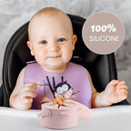 Silicone Snacks Containers for Toddlers, Baby Food Catcher Spill Proof, Kid Snacks Holder with DustProof Lid, 2 Pack Dishwasher Safe (Blush/Mauve)