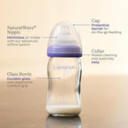 Lansinoh Anti-Colic Glass Baby Bottles, 5 Ounces, 4 Count Bottles for Feeding, Baby Essentials, Includes 4 Slow Flow Nipples, Size S