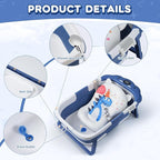 Baby Bathtub,Collapsible Baby Bath Tub with Thermometer & Soft Floating Cushion,Portable Travel Baby Bathtubs for Newborns to Toddlers 0-36 Months(Bear Gray)