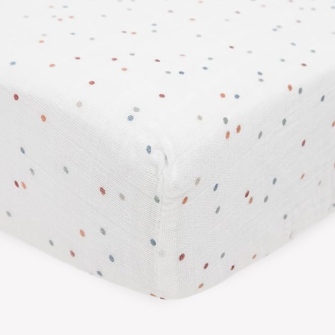 Little Unicorn Premium Crib Sheet | Breathable & Super-Soft Muslin Fabric (Dots)