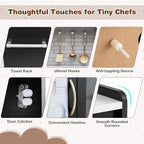 HONEY JOY Kids Kitchen Playset, Wooden Little Chef Pretend Toy Kitchen Set w/Chalkboard, Telephone, Utensils, Oven, Microwave, Sink, Storage, Play Kitchen for Toddlers Boys Girls, Black