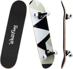 WhiteFang Skateboards for Beginners, Complete Skateboard 31 x 7.88, 7 Layer Canadian Maple Double Kick Concave Standard and Tricks Skateboards for Kids and Beginners