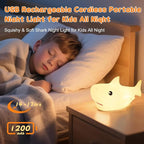 ZKLiLi Shark Night Light, Cute Silicon Night Light for Kids, Nightlight with Remote，Portable Recharge Nightlight for Kid Room,Funny Gifts Stuff for Boys Girls Baby