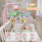 Baby Crib Mobile with Music and Lights for Boys Musical Mobile Animals for Crib Bassinet Girls Toys Hanging Portable Safari Nursery Decor Pink