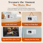 White Ultrasound Sonogram Picture Frame with Milestone Tracker – Elegant Wooden Keepsake for Expecting Parents – Nursery Décor Gift for New Moms – Countdown Tiles Included – 12" x 6" Design