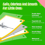 60 English Spanish Flash Cards, Double-Sided Nouns Cards Bilingual Sight Words - Animals, Colors, Food, Vehicles Cards, Language Vocabulary Learning Tool for Beginners 5+ with 2 Reclosable Rings