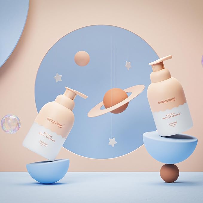 Babyology All Natural Baby Wash and Shampoo - 100% Edible Ingredients - with Organic Lavender Essential Oil (Fragrance Free) – 12 FL OZ - Good for Sensitive Skin - Non Toxic - Tear Free (Pack of 2)