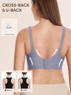 Angelhood Nursing Bras for Breastfeeding, Seamless Wireless Comfort Push up Lace Nursing Maternity Bralette for Pregnancy