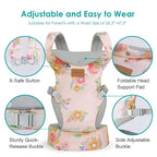 Baby Carrier Newborn to Toddler, Ergonomic Adjustable Toddler Carriers for 7-66 Lbs, Cozy Lightweight Infant Carrier with Neck Support, Baby Holder Carrier with Lumbar Support for Mom Dad