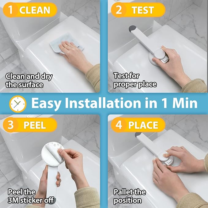 4our Kiddies Baby Toilet Lock (2 Pack) for Child Safety, Baby Proof Toilet Seat Lock with 2 Extra Pallet Fit for Most Standard Toilet, Easy Intallation Toilet Lid Lock with 2 Extra 3M Adhesive