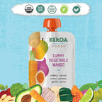 Kekoa Foods Curry Vegetable Mango Baby Food Purée | 100% USDA Certified-Organic, No Sugar Added | Organic, Non-GMO, Gluten-Free, Vegan | Mild Curry with Celery, Carrot & Potato | 3.5 oz Squeeze Pouch