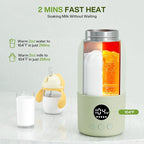 Portable Bottle Warmer for Travel,Formula Container to Go 12.8oz Baby Bottle Warmer with 2-Min Fast Heating,Milk Warmer for Baby Travel Essential with Long Time Keep Warm Function