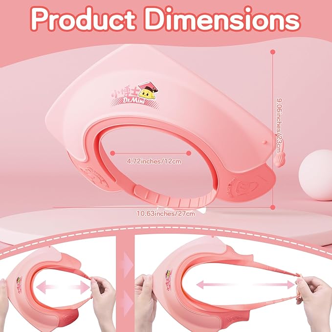 Baby Shower Cap Shield for Kids Soft Silicone Adjustable1-8 Years Old Hair Washing Hat for Kids Toddler Shower Cap Shield Makes the baby Bath More Fun