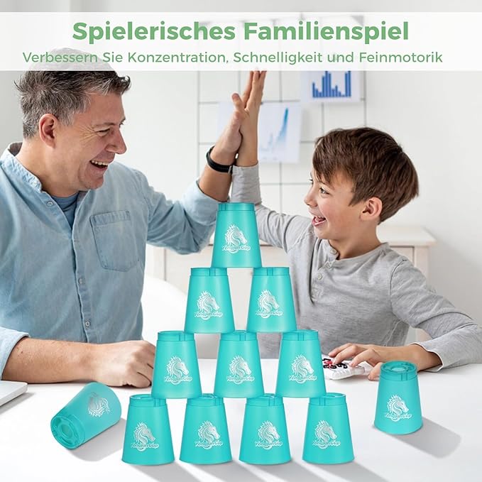 yeesport 48 Pcs Sport Stacking Cups, Sport Training Game for Challenge Competition, Plastic Stacking Cups, Classic Family Game for Kids and Adults, Red+Blue+Green+Black