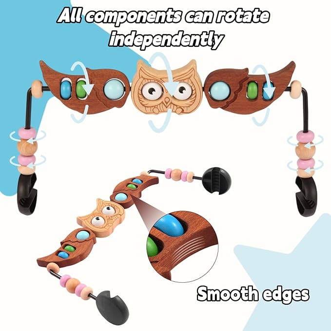 Baby Bouncer Toy Bar Compatible with Baby Bjorn Bouncer Toy Bar for Baby Bouncer, Durable Wooden Bouncer Attachment, Rotatable Infant Sensory Toy