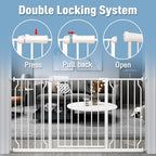 ALLAIBB Narrow Walk Through Baby Gate Auto Close Tension White Metal Child Pet Safety Gates with Pressure Mount for Stairs,Doorways and Baniste(29.13-33.86"/74-86cm)