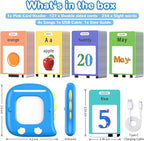 Kidzdo Dinosaur Talking Flash Cards with 254 Words, Birthday Gifts for Ages 1-6 Boys, Educational ABCs Learning Toys, Toddlers Pocket Speech Therapy Toys for 2 3 4 5 6 Year Old Kids, Blue