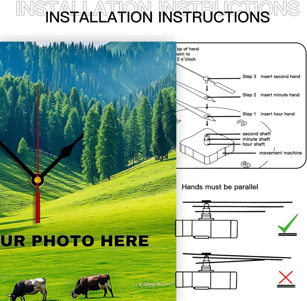 Generic Custom Wall Clock Personalized Wall Photo That PVC Customized Round Silent Clock for Living Room Creative, 10inch-25cm