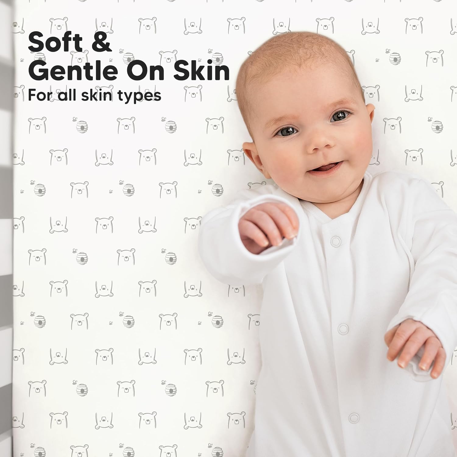 KeaBabies 2-Pack Baby Crib Sheets for Boys, Girls - 52x28 Viscose Derived from Bamboo Toddler Bed Sheets Neutral, Fitted Crib Mattress Cover for Standard Baby Bedding, Soft & Cozy (Bumble Bear)