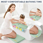Bath Kneeler and Elbow Rest Pad Set - Comfortable 1.5” Thick Baby Bath Kneeler Pads with Toys Organizer, Non-Slip Knee Arm Support Bathtub Mat, Quick-Drying Kneeling Pad for Baby Bath Time