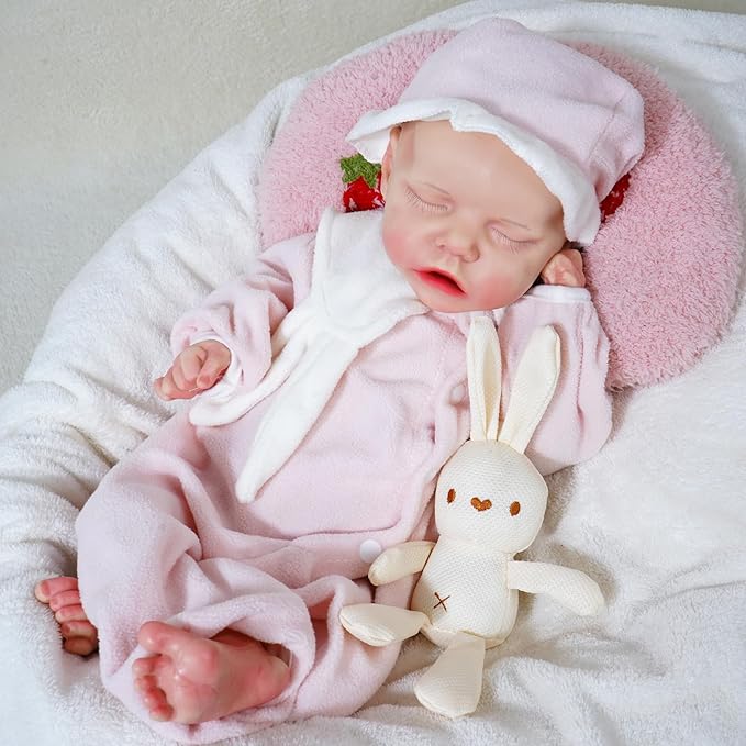 Lifelike Reborn Baby Dolls - 18 Inch Realistic Newborn Baby Dolls Girl, Full Silicone Baby Doll Real Baby Reborn Gift with Accessories for 3+ Years Old Kids