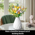 Pink Roses Bouquet Building Set for Adults - Artificial Flowers Botanical Collection for Home Decor & Table Centerpieces - Creative Gift for Women, Plant & Flower Lovers