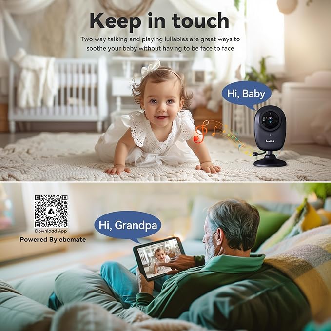 Smart Video Baby Monitor,2.8inch Display,1080p Camera,1500ft Long Range,WiFi On/Off Switch,Night Vision,Feeding Clock,Temperature Detection,2-Way Talk,Free Smart Phone App