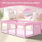 74" ×50" Large Baby Playpen, Baby Playard for Babies and Toddlers, Play Pens for Indoor & Outdoor, Sturdy Safety Play Yard with Soft Breathable Mesh, Anti-Fall, Pink