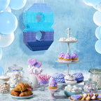 Sratte Number 1 2 3 4 5 6 7 8 9 Piñata with Stick Blindfold Confetti, Gradient Blue Piñata for Kids Boys Girls Birthday Party Anniversary Decorations Supplies(Number 8)