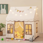 INFANS Kids Play Tent with Washable Mat Star Light Windows, Anti-Trip Large Playhouse Toys for Children Boys Girls, Indoor Outdoor Princess Tents Castle for Toddlers (Beige)