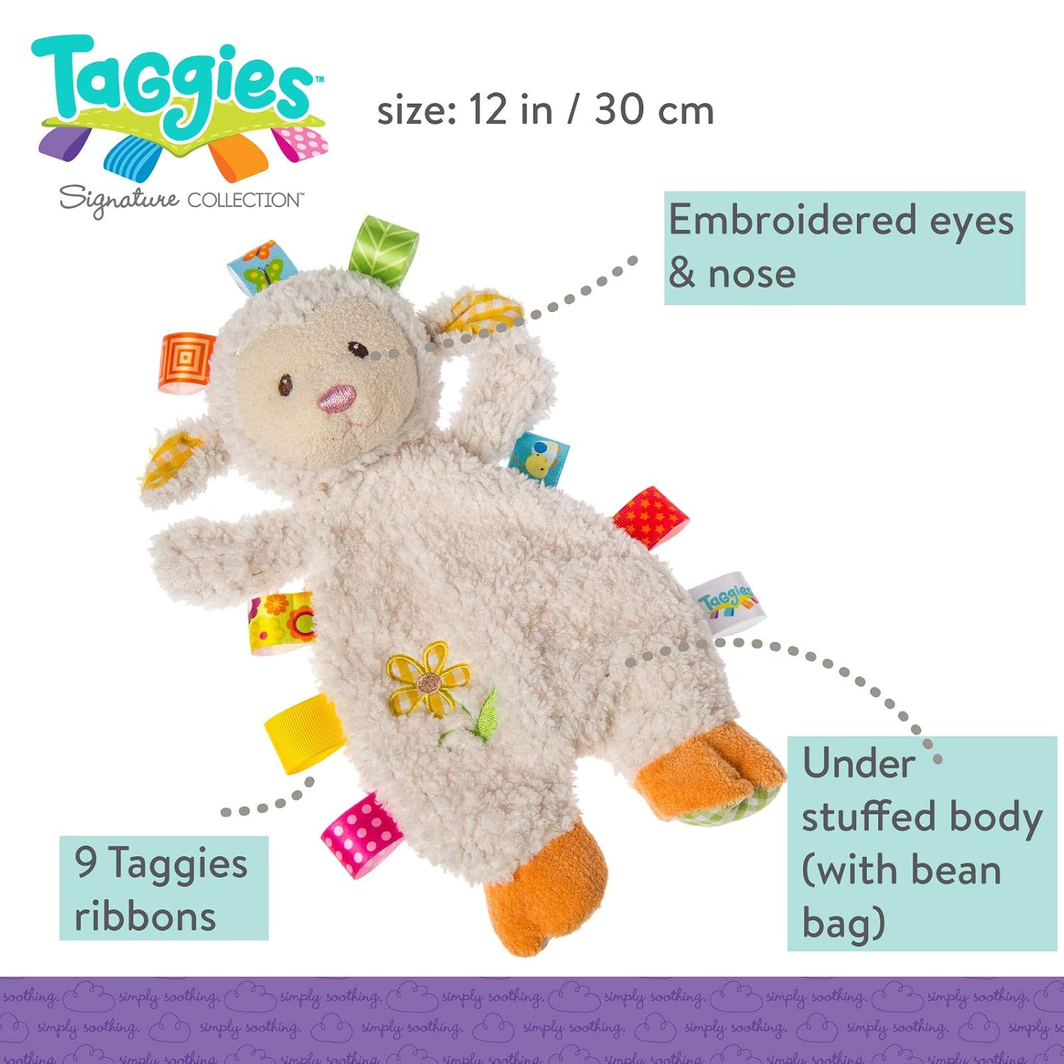 Taggies Sherbet Lamb Lovey Toy, 12 Inch (Pack of 1)