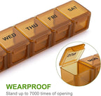 BUG HULL Weekly Pill Organizer Large 2 Packs, Extra Large Travel Pill Organizers, Pill Box 7 Day, Travel Pill Case, Medicine Pill Organizer for Vitamins, Supplements and Medications (Brown+White)