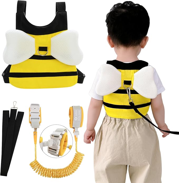 Toddler Leashes + Anti Lost Wrist Link for Kids, 4 in 1 Kid Harness Backpack Leash for Girls Boys, Kids Anti Lost Leash Cute Baby Harness Belt Strap Foldable Children Safety Leash for Park Zoo Travel