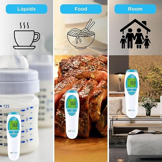 ONE-CARE Infrared Thermometer HTD8818A - Non-Contact, Homedics Thermometer, High Accuracy, Fast Reading, Body & Room Temp, Newborn Baby to Adult, Fever Alarm, Large Display