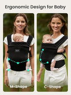 GROWNSY Baby Carrier Newborns to Toddlers, Ergonomic Baby Toddler Carrier Slings Wraps with Head Support, Easy to Wear,Infant Carrier Baby Gift,Travel and Hiking Friendly, for Babies 7 to 44 lb(Black)