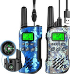 Walkie Talkies for Kids Rechargeable,Toys for Boys and Girls, 2 Pack Long Range 2-Way Radios, Birthday Gifts,Christmas Stockings, Outdoor Play, Family Games, Hiking Camping Gear