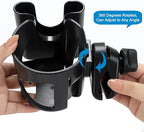 Accmor Universal Cup Holder with Hook, Stroller Cup Holder with Phone Holder, 360° Rotatable Large Caliber Designed Bottle Holder for Stroller, Bike, Wheelchair, Walker, Scooter