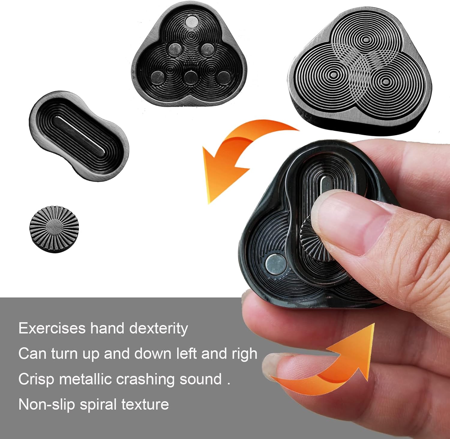 Metal Fidget Slider,Triangle Rotation Metal Fidget Toys, Clover Shape EDC Adult Toys ,Fidget Toys Adults for Stress and Anxiety Relief，ADHD Fidget Toys Adults Suitable for Office (Black Gold)