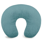 Hooyax Muslin Nursing Pillow Cover, Soft Breathable Feeding Slipcover for Breastfeeding Moms, Stretchy Removable Infant Pillow Cover for Boy and Girls (Blue)